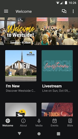 Emulate iPhone app Westside Church (Bakersfield) using MyAndroid