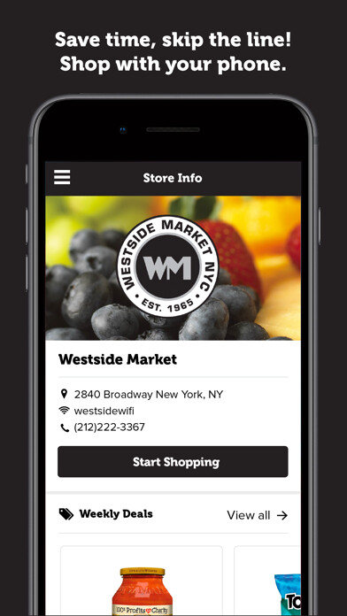 Emulate iPhone app Westside Market NYC using MyAndroid