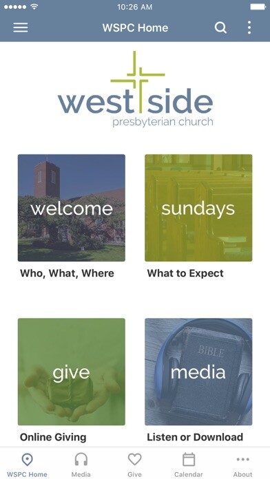 Emulate iPhone app West Side Presbyterian Church using MyAndroid