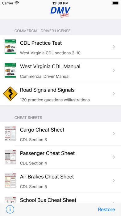 Emulate iPhone app West Virginia CDL Test Prep using MyAndroid