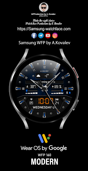 Run android online APK WFP 160 Luxury Mod2 Watch Face from MyAndroid or emulate WFP 160 Luxury Mod2 Watch Face using MyAndroid