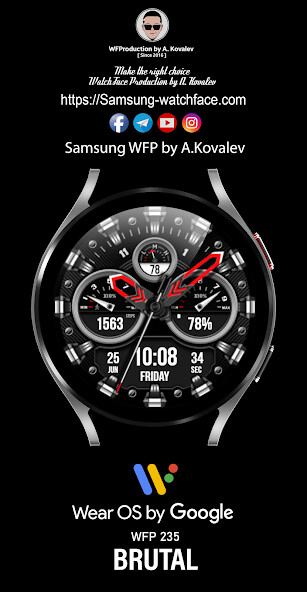 Run android online APK WFP 225 Brutal Watch Face from MyAndroid or emulate WFP 225 Brutal Watch Face using MyAndroid