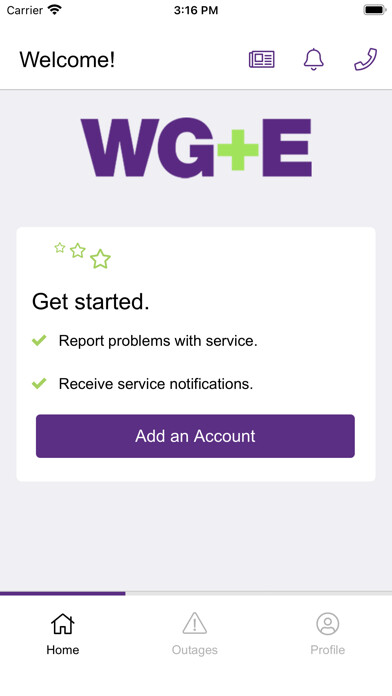 Emulate iPhone app WG+E Outage Tracker using MyAndroid