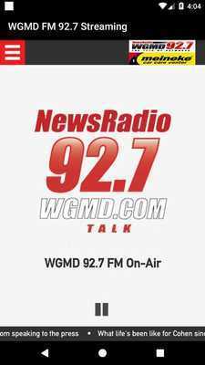 Emulate Android APK WGMD FM 92.7 Streaming