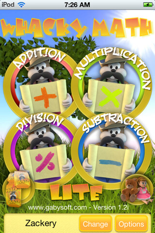 Emulate iPhone app Whacky Math Facts Lite using MyAndroid