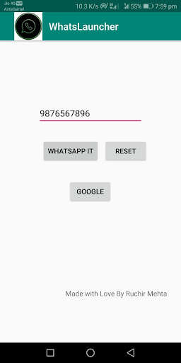 Run android online APK WhatsLauncher 2.0 Direct-WhatsMessage from MyAndroid or emulate WhatsLauncher 2.0 Direct-WhatsMessage using MyAndroid