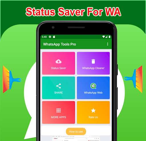 Run android online APK WhatsTools Pro 2021 Status Saver and Data Cleaner from MyAndroid or emulate WhatsTools Pro 2021 Status Saver and Data Cleaner using MyAndroid