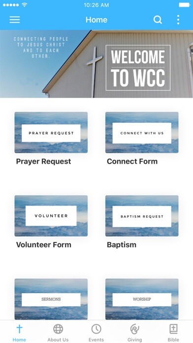 Emulate iPhone app Wheatland Christian Church using MyAndroid