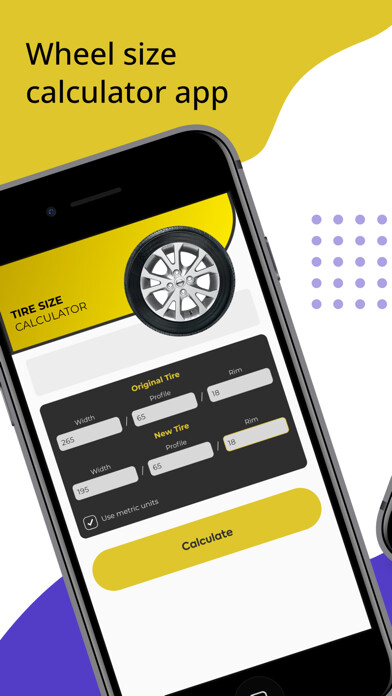 Emulate iPhone app Wheel Size Calculator using MyAndroid