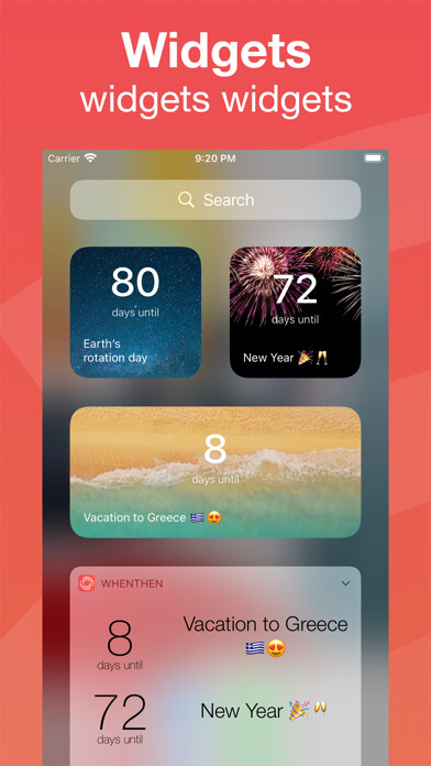 Emulate iPhone app Whenthen - Event Countdown using MyAndroid
