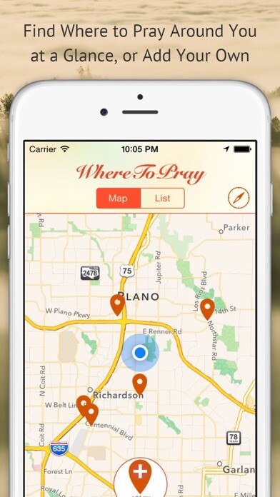 Emulate iPhone app Where To Pray - Muslims Guide to Prayer Locations using MyAndroid