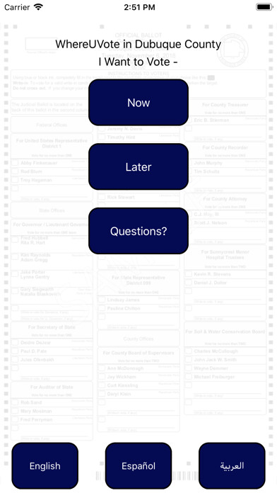 Emulate iPhone app WhereUVote IA - Dubuque using MyAndroid