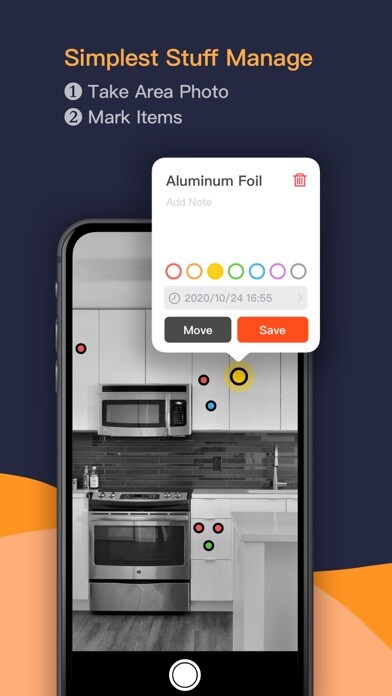 Emulate iPhone app Where - your stuff organized using MyAndroid