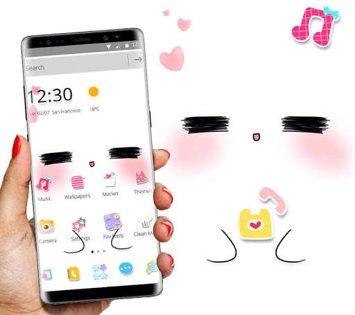 Run android online APK White Cartoon Cute Pet Face Theme from MyAndroid or emulate White Cartoon Cute Pet Face Theme using MyAndroid
