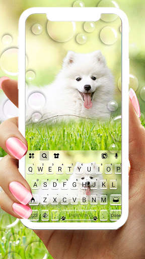 Run android online APK White Cute Puppy Keyboard Background from MyAndroid or emulate White Cute Puppy Keyboard Background using MyAndroid