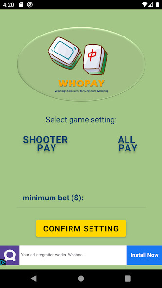 Run android online APK WHOPay - SG Mahjong Calculator from MyAndroid or emulate WHOPay - SG Mahjong Calculator using MyAndroid
