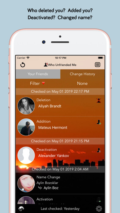 Emulate iPhone app Who Unfriended Me?? using MyAndroid