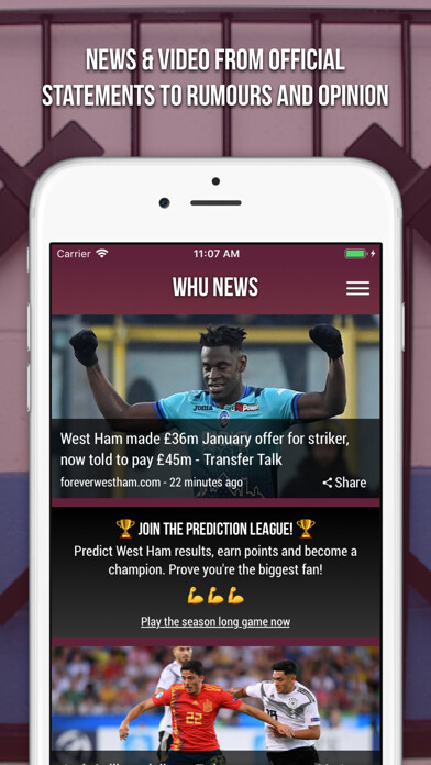 Emulate iPhone app WHU News - Unofficial Fan App using MyAndroid Emulate iPhone app WHU News - Unofficial Fan App using MyAndroid