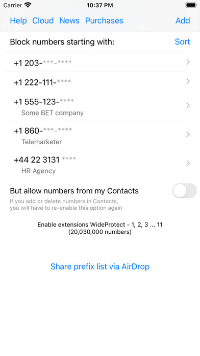 Emulate iPhone app WideProtect Spam Call Blocker using MyAndroid