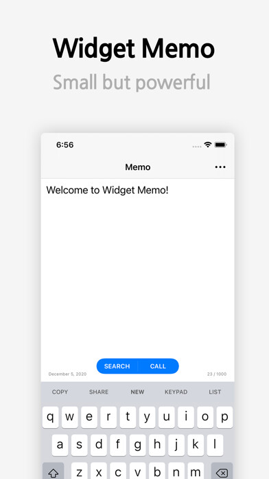 Emulate iPhone app Widget Memo - for quick memo using MyAndroid