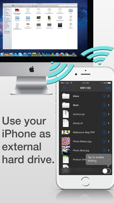 Emulate iPhone app WiFi HD - Instant Hard Drive SMB Network Server Share using MyAndroid