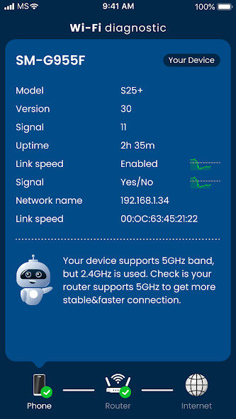 Run android online APK WiFi Optimize&Diagnose from MyAndroid or emulate WiFi Optimize&Diagnose using MyAndroid