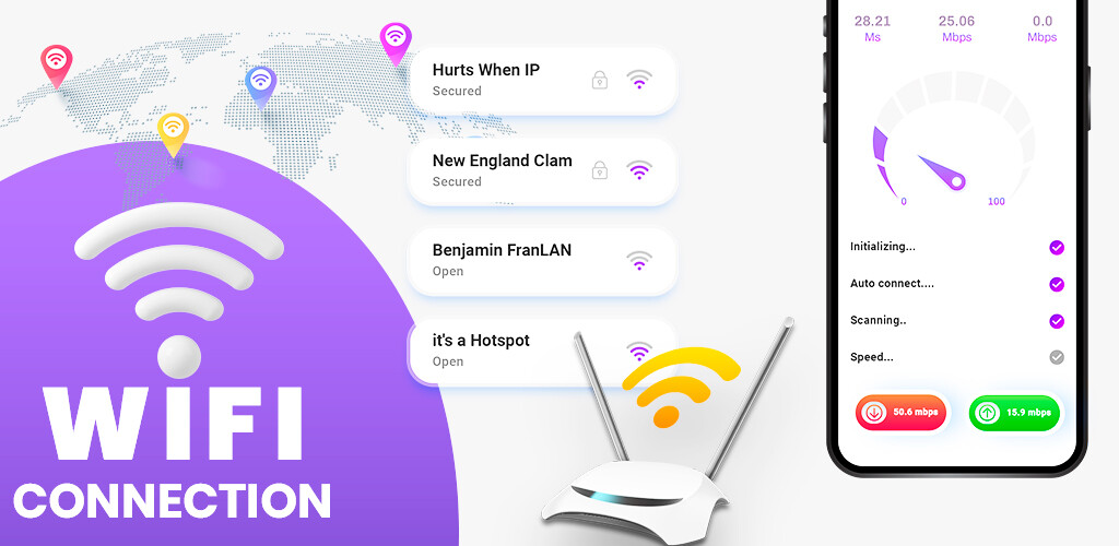 Run android online APK WiFi Password - Auto Connect from MyAndroid or emulate WiFi Password - Auto Connect using MyAndroid