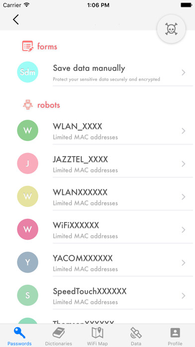 Emulate iPhone app WiFi Passwords Audit using MyAndroid