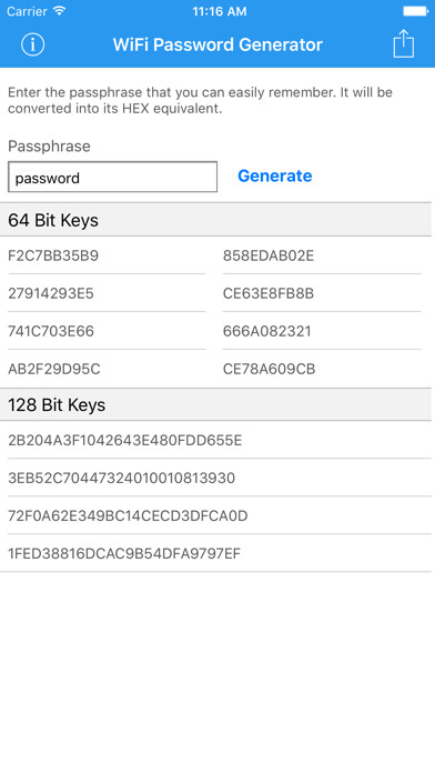 Emulate iPhone app Wifi Password - WEP Key using MyAndroid