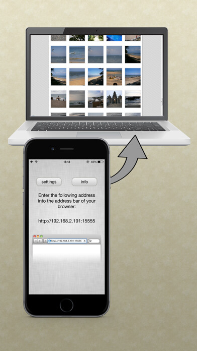 Emulate iPhone app WiFi Photo Transfer using MyAndroid