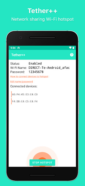 Run android online APK Wifi Share Network Hotspot - Tether++ from MyAndroid or emulate Wifi Share Network Hotspot - Tether++ using MyAndroid