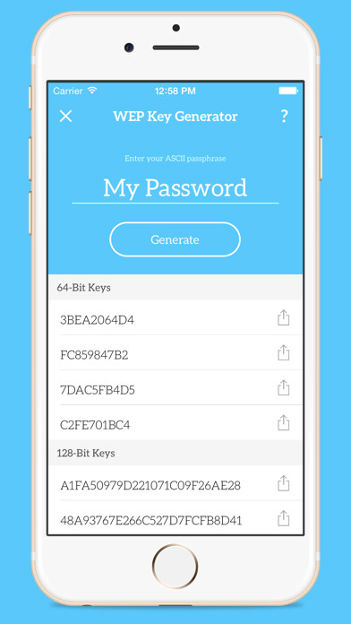 Emulate iPhone app WiFi Utilities - WEP Key Generator & Password Find using MyAndroid Emulate iPhone app WiFi Utilities - WEP Key Generator & Password Find using MyAndroid