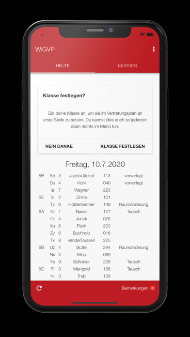 Emulate iPhone app WiGVP - Vertretungsplan using MyAndroid