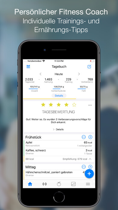 Emulate iPhone app wikifit – Calorie Counter using MyAndroid