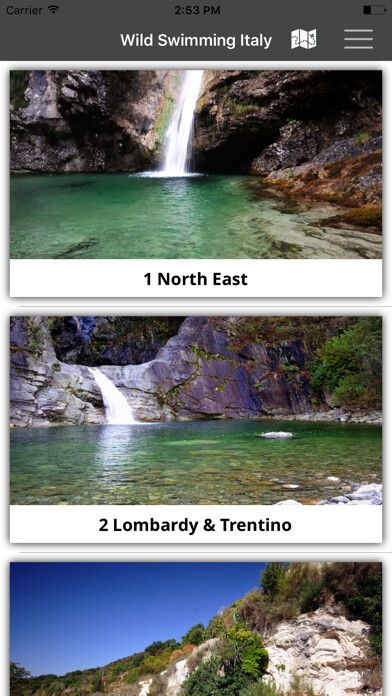 Emulate iPhone app Wild Swimming Italy using MyAndroid