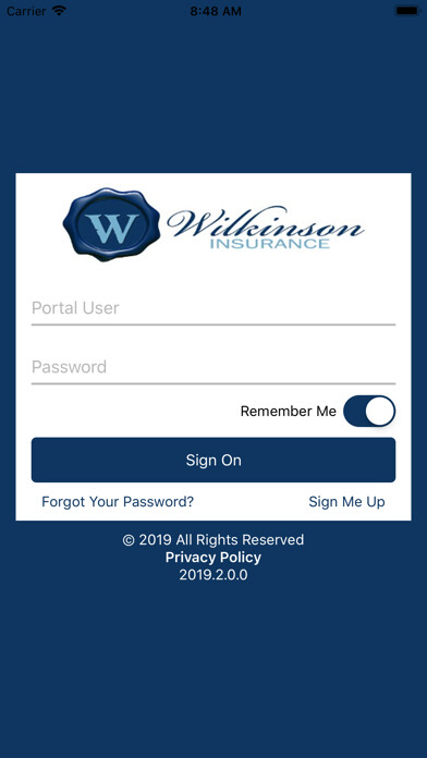 Emulate iPhone app Wilkinson Insurance Online using MyAndroid