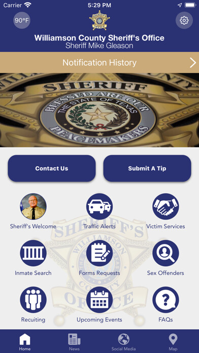Emulate iPhone app Williamson County Sheriff using MyAndroid