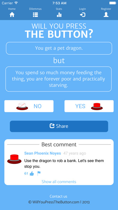 Emulate iPhone app Will You Press The Button? using MyAndroid Emulate iPhone app Will You Press The Button? using MyAndroid