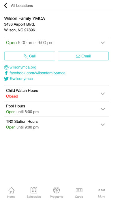 Emulate iPhone app Wilson Family YMCA using MyAndroid