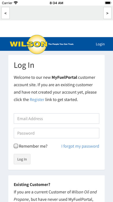 Emulate iPhone app Wilson Oil & Propane using MyAndroid