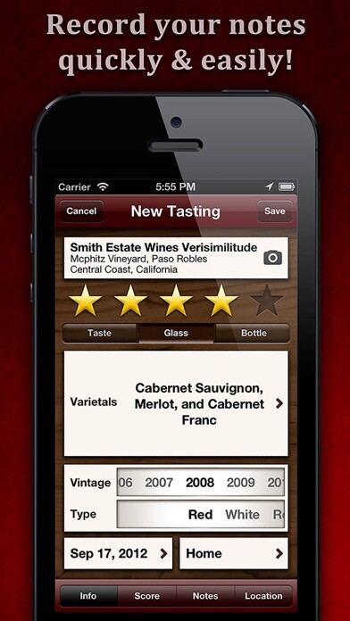 Emulate iPhone app WineAlbum - Wine Tasting Notes using MyAndroid