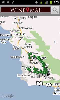 Emulate Android APK Wine Map of Santa Ynez