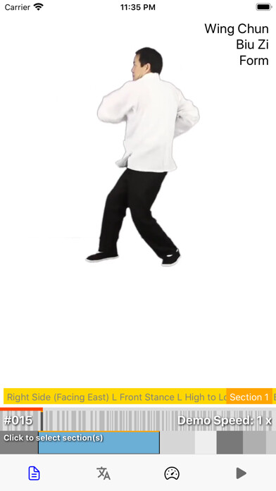 Emulate iPhone app Wing Chun Biu Zi Form using MyAndroid