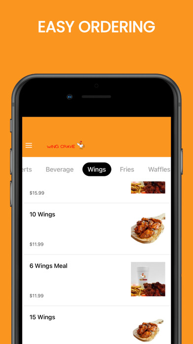 Emulate iPhone app Wing Crave Greenville using MyAndroid