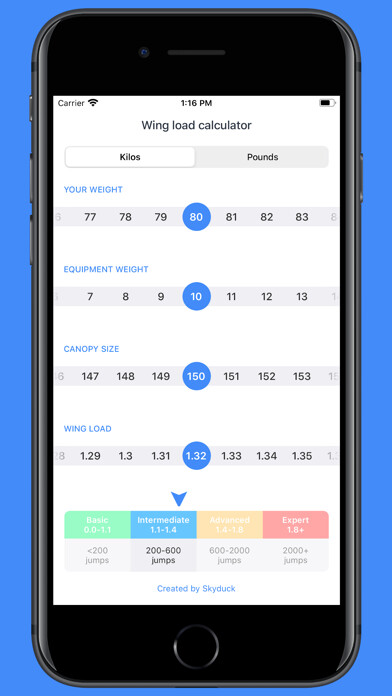 Emulate iPhone app Wingload calculator using MyAndroid Emulate iPhone app Wingload calculator using MyAndroid