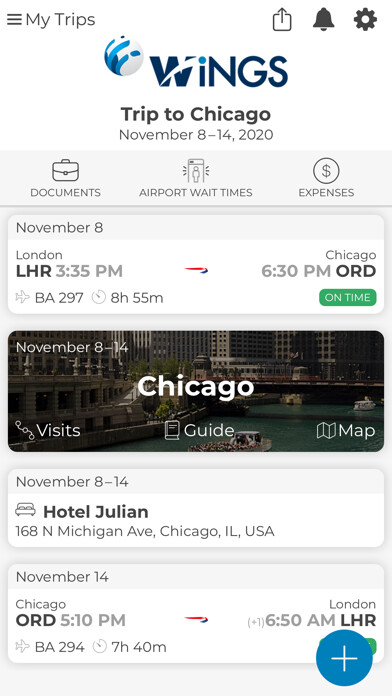 Emulate iPhone app Wings Travel Mobile using MyAndroid