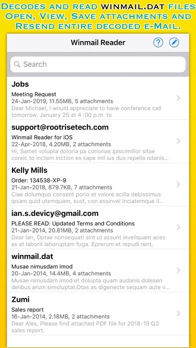 Emulate iPhone app Winmail Reader Lite using MyAndroid