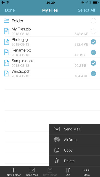 Emulate iPhone app WinZip Pro: zip, unzip & rar using MyAndroid Emulate iPhone app WinZip Pro: zip, unzip & rar using MyAndroid