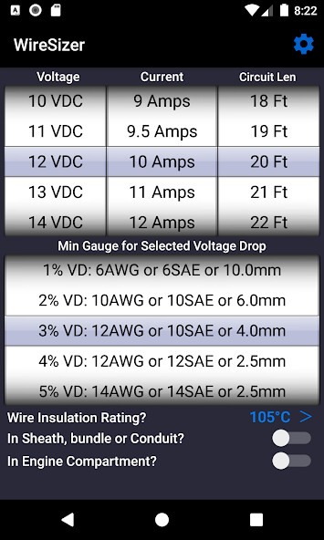Run android online APK WireSizer - DC Voltage Drop from MyAndroid or emulate WireSizer - DC Voltage Drop using MyAndroid