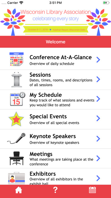 Emulate iPhone app Wisconsin Library Conference using MyAndroid